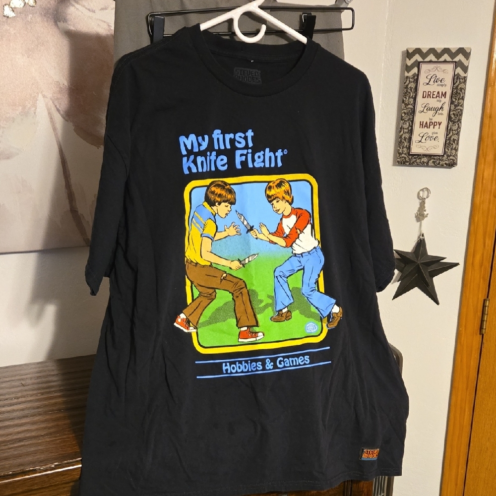 *4 For $20* Steven Rhodes Black Graphic Tee Knife Fight 2XL